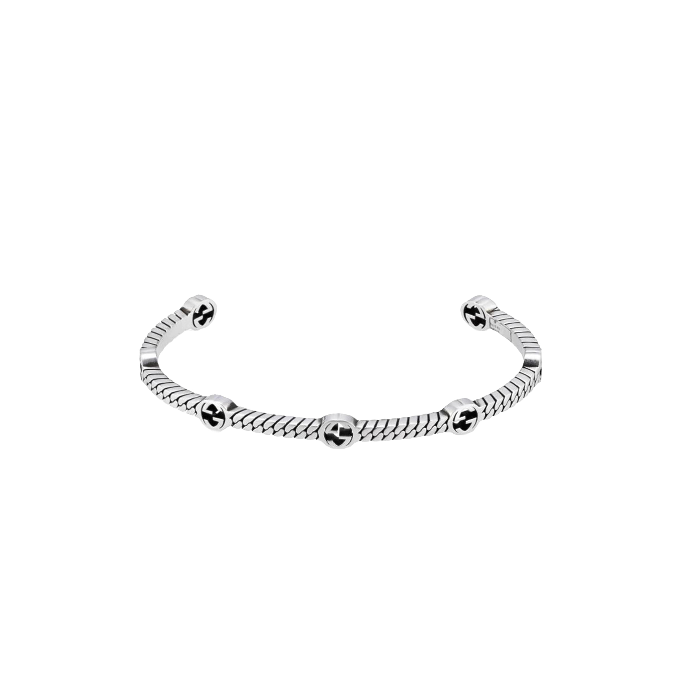 GUCCI INTERLOCKING STERLING SILVER BRACELET YBA661529001017